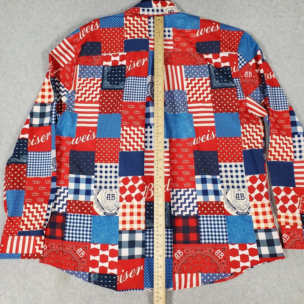 RSVLTS Budweiser Bud-dana KUNUFLEX Shirt Mens 2XL Long Sleeve Button Down Red - Picture 10 of 13